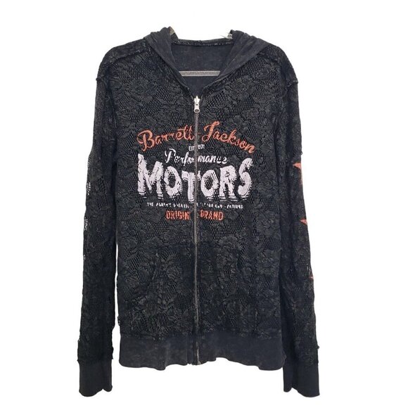 Barrett Jackson Reversible Jacket Lace Distressed Muscle Cars Womens Size Medium - Picture 1 of 16